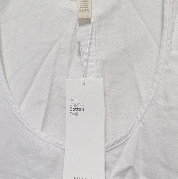 Eileen Fisher Drawstring Organic Cotton Midi Dress white size XL NWT - Picture 6 of 6